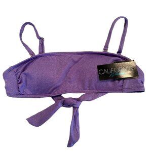 California Waves Womens Size XS Purple Sparkle Bandeau Swimsuit Bikini Top NWT